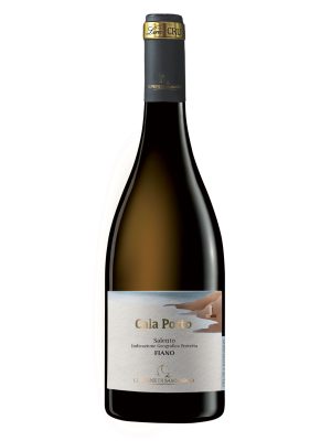 A bottle of Le Vigne di Sammarco CALA PORTO Fiano Salento IGP 2024 white wine from Italy, featuring a gold foil top and a coastal-themed label.