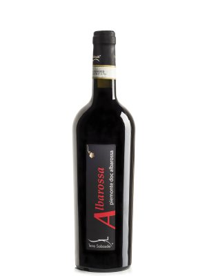 A bottle of Cascina Montegrosso Barbaresco DOCG 2020 (Copy) with a black label and red text, standing upright on a white background.