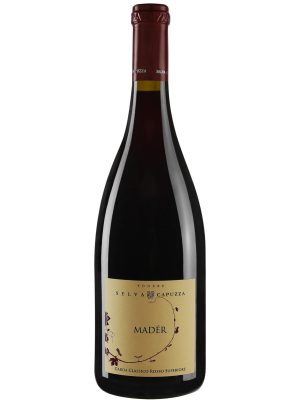 A bottle of Selva Capuzza MADÉR Riviera del Garda Classico Rosso Superiore DOC 2018 wine with a beige label and maroon cap.